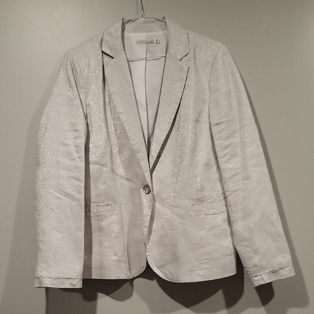 Light Silver Single-Button Women's Blazer